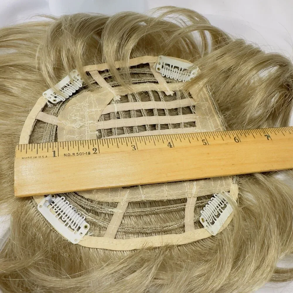 Synthetic Hair Piece Clip On Blonde Topper Hairpiece Netting Covers Hair Loss